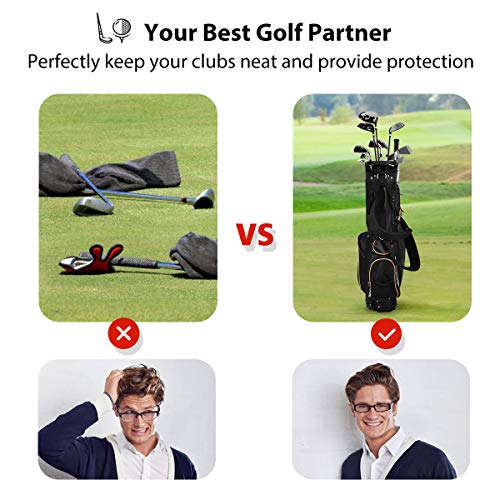 Tangkula Golf Stand Bag With 8 Way Divider, Portable Golf Bag With Waterproof Wear-Resistant Durable Fabric, Easy Carry Space Saving Women's Men's Golf Bag, Black #TOP7