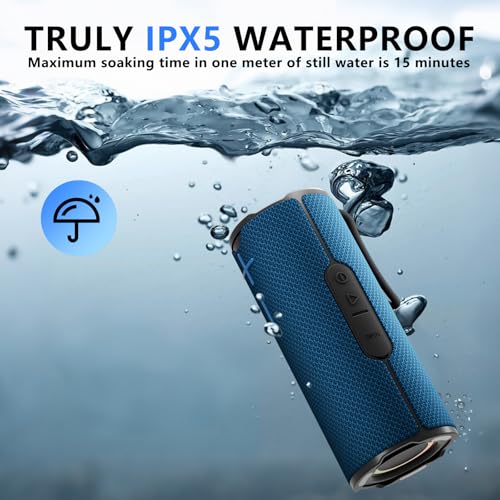 Image of BYANDBY Bluetooth Speaker with IPX5 Waterproof 2 Portable, Long Playtime, Wireless Stereo Pairing, 12W Stereo Sound, BT 5.3, Bassup, Electronics for Home, Shower, Outdoors, Travel(Blue)