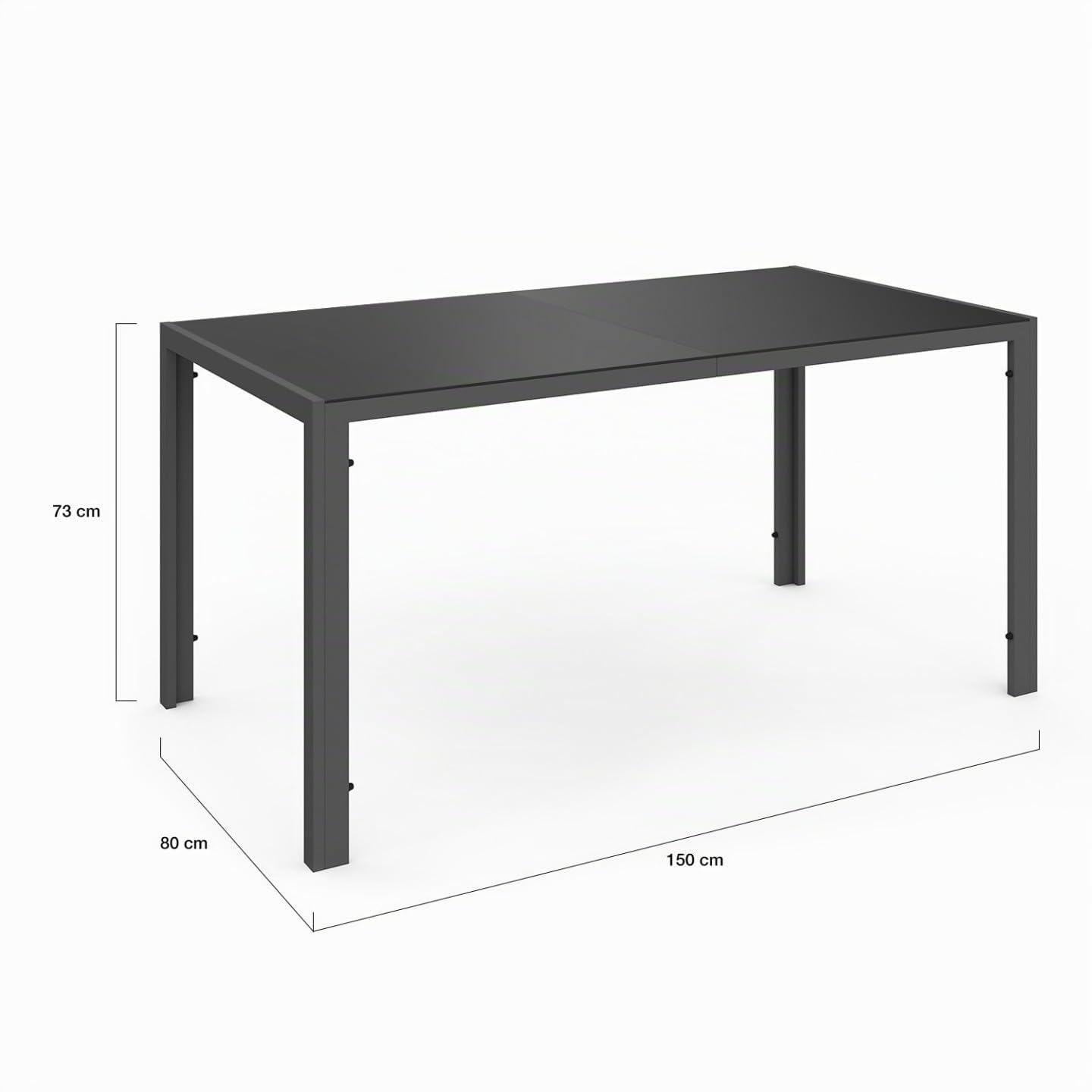 IDMarket – Salón de jardín Madrid Mesa 150 cm y 6 sillas apilables azul pato