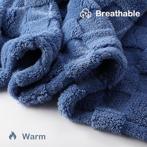 Eydna Blanket Queen Size 90"x90", All Season Use Lightweight AC Blanket for Bed & Sofa & Office & Camping & pet & Room, Ultra-Soft Checkerboard Pattern, Easy Care, Denim Blue — view 4