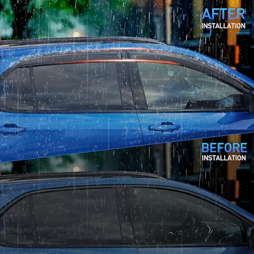 Image of Nilight Tape-On Rain Guards for Chevy Express 1500 1996-2014, 2PCS | Smoke Out-Channel Side Window Wind Deflectors for Fresh Air in Rainy Weather