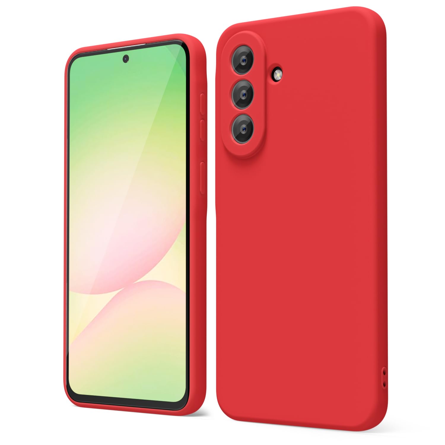 for Samsung Galaxy A57 5G Case Silicone, Thin Slim Grip Soft Rubber Gel Protective Phone Case for Women, Matte Plain Solid Color Aesthetic Cute Girly Case with Camera Cover, Red