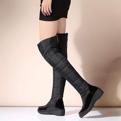 Miniatura 6 de MIOKE Botas de nieve de invierno por encima de la rodilla para mujer, impermeables, con forro de piel cálida, pantorrilla ancha