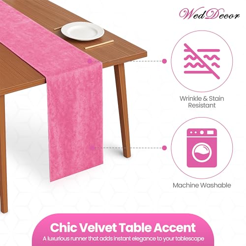 Chemin de table velours rose pour reussir la decoration de table de fete - 5