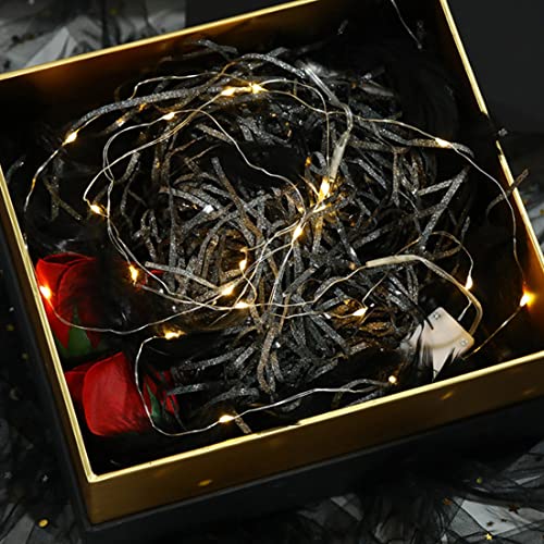 Schwarz Bast Zerfetztes Papier Seidenglitzerpapier Seidengeschenkbox Füllmaterial Füllmaterial Glänzend Bast dekoration Geschenkbox Geschenkpartner Geschenkbox Geschenkkorb Geschenkdekoration(B)