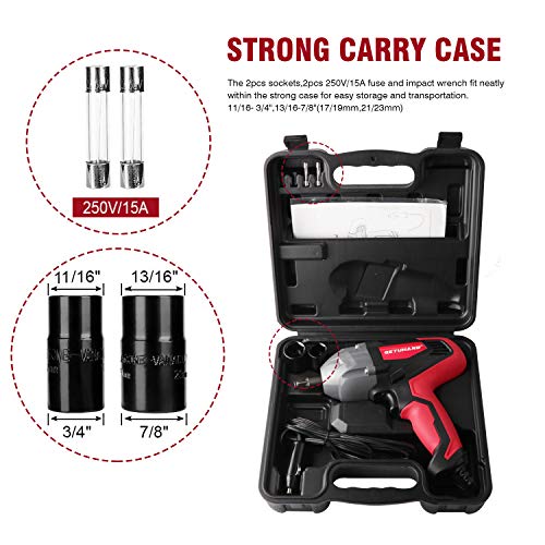 GETUHAND Electric Impact Wrench 1/2 Inch & 12 Volt 400N.M 300ft-lbs Max Torque with 1/2" Strong Square Drive, Portable Car Impact Wrench Kit with Sockets and Carry Case - Thumbnail 2