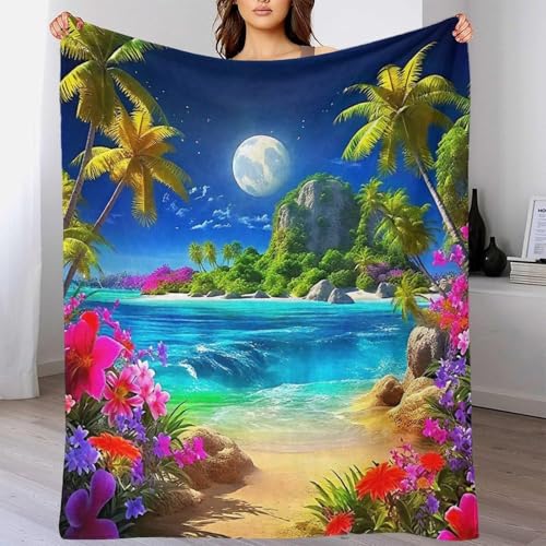 Plaid paysage côtier 3D couverture de lit camping voyage