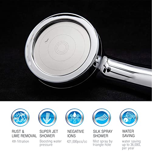 Eurotel Pure Rain High Pressure Shower Head 25% Energy Saving Negative Ion, Chrome-plated - Image 3