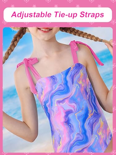 RAISEVERN Girls Swimsuit One Piece Bathing Suit Cute Summer Beach Swimwear for 6-12 Years3