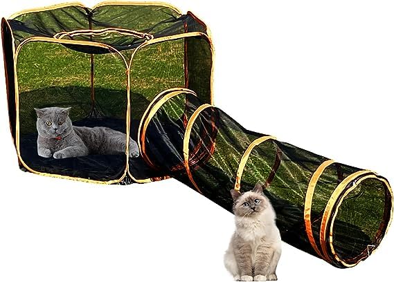 Túnel para gatos y parque plegable 4 en 1 para mascotas al aire libre