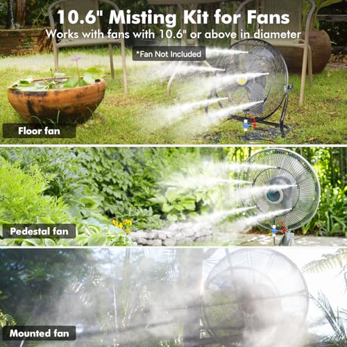DR.PREPARE Outdoor Misting Fan Kit, 16.4ft Mist Hose Mister Fan, Water Misters for Cooling for Patio backyard, Portable Misting System, Independent Valve for Control - Thumbnail 3