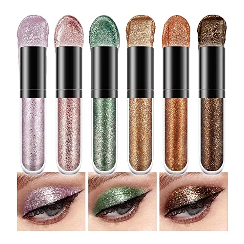 Image of 6 Colorful Shades Waterproof Liquid Glitter Eyeshadow Eyeliner Sticks Kit - Long Wearing Professional Eye Makeup Set,sombras de ojos,Set B