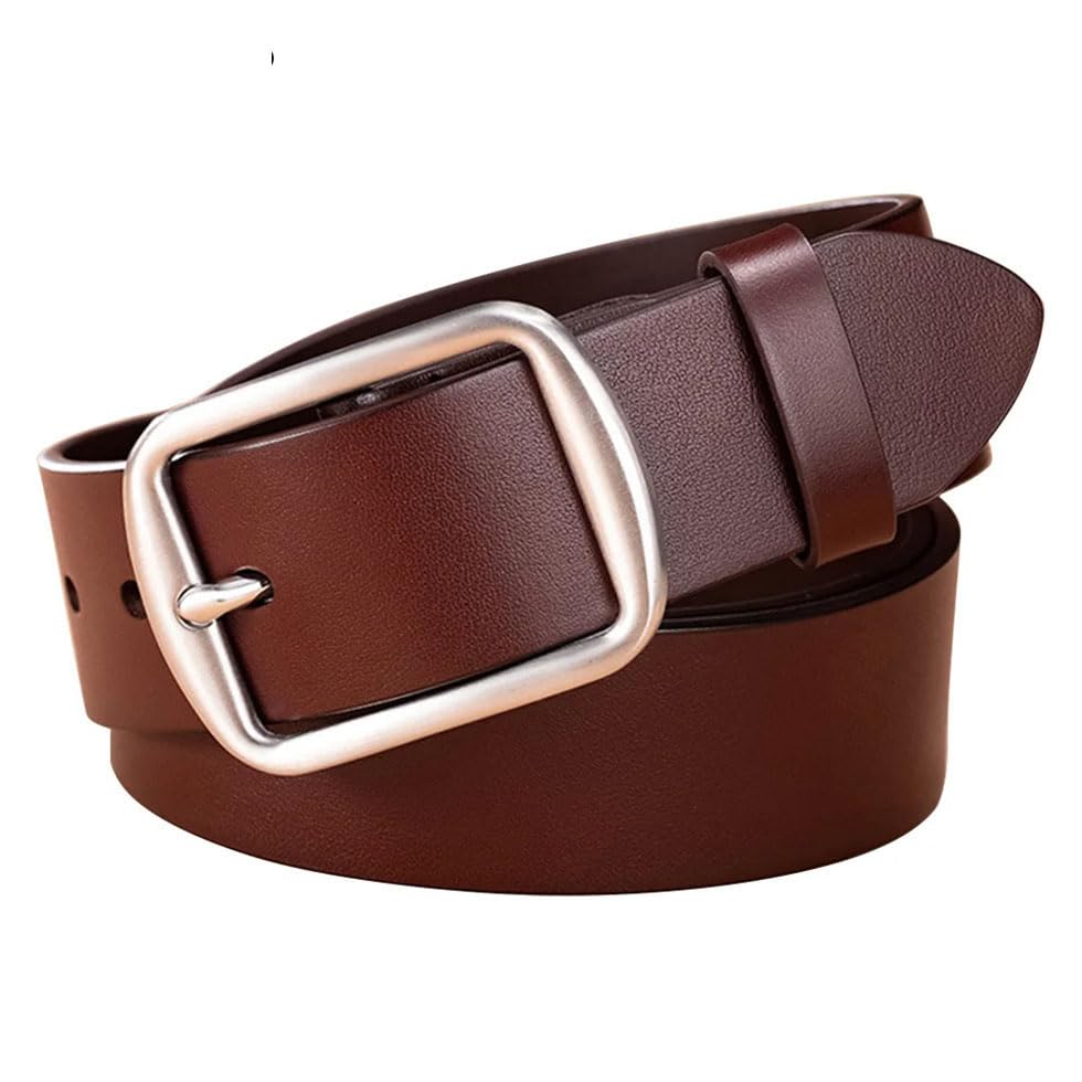 Men 3.8cm Width Leather Stainless Steel Pin Buckle Leather Belt Casual Pants Jeans Accessories2