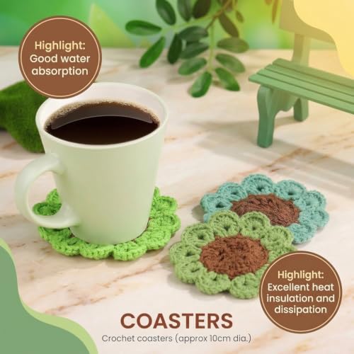 Image of PATPAT Cotton DIY Crochet Kit for Beginners Adults Kids, DIY Kit for Adult Kids Plant Pot with 3Pcs Cup Coaster Crochet Set Knitting Set with Yarn, Crochet Needles, Wires, Stitch Hooks &Accessories