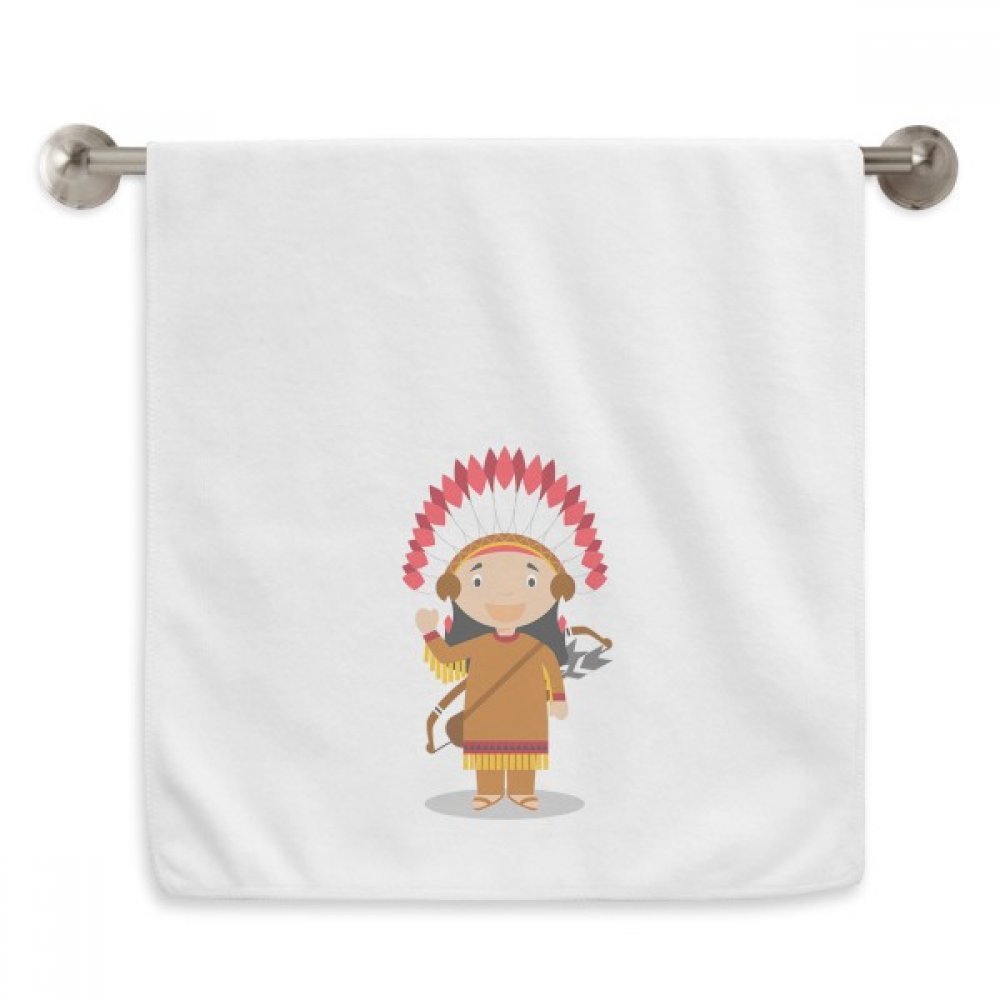 Serviette de toilette blanche haut de gamme imprimé diadème tribu USA 33x74cm