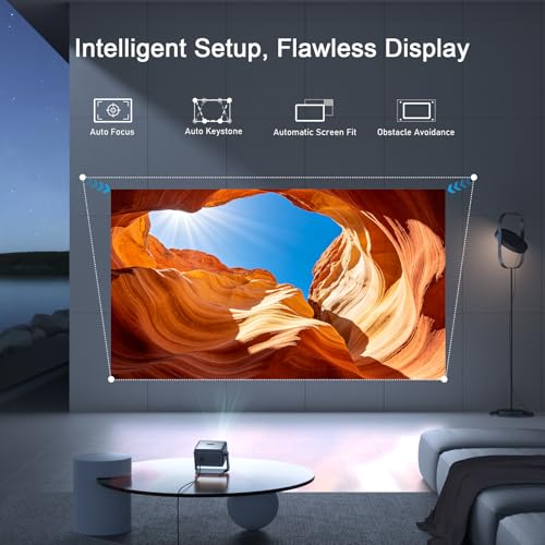 Image of [4200 ANSI & Now with Netflix] 4K Projector with WiFi and Bluetooth for Display Booths, Auto Focus Keystone Smart Projector , Voplls Slide Proyector Adjustable Slides & Film Negatives(silver grey）