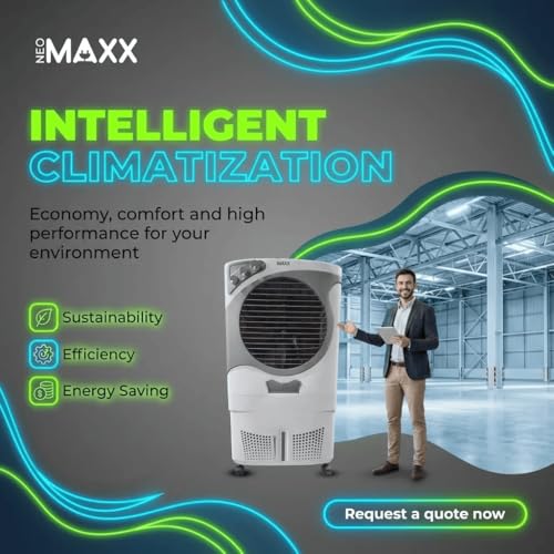 Image of Brezza Desert Air Cooler | Cooling with Honeycomb Pads, Turbo Air Throw, 3-Speed Control, Auto-Swing, Dust & Mosquito Protection, Inverter Tech | Warranty* Support* (White, 80 Litre)