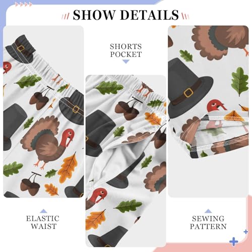 Turkey Pine Cone Boys Long Pants Soft Trousers Elastic Waist Kids Lounge Bottoms with Pockets S-XL4