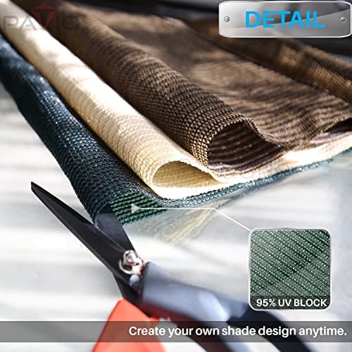 Patio 6' x 15' Sun Shade Fabric Roll 6/8/12 FT Shade Cloth for Patio, Outdoor Mesh Sail Sun Shades Canopy Replacement Pergola Cover for Backyard Deck Porch, Green — view 2