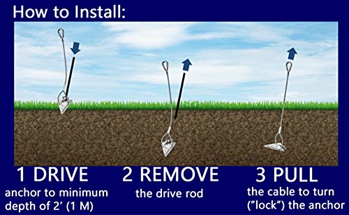American Earth Anchors 3-inch Steel Arrowhead Anchor with 36-inch Cable and Thimble Loop