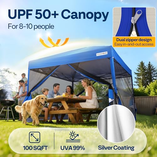 Image of VIVOHOME 10x10ft Outdoor Screen Tent with Mosquito Netting