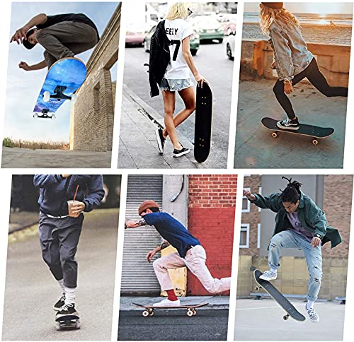 Skateboard, 31 x 8 inch compleet skateboard, 8-laags esdoorn houten dek dubbele trap standaard skateboards voor kinderen… - Afbeelding 8