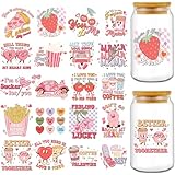 20 Sheets Valentines UV DTF Cup Wraps for 16 oz - Retro Valentine UV DTF Cup Wraps, Valentines Day UV DTF Wraps for Lover Gift Ideas - Waterproof DIY Crafts for Couples, Husband and Wife