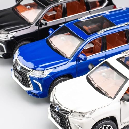 Image of Lexus 570 Boys Big Off-Road SUV Model Car, 1 /24 Diecast Metal Toy with Lights, Sound and Pull Back, Age 4-7 (Blue)