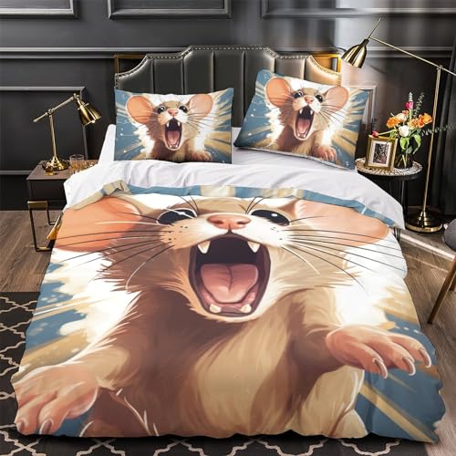 Housse de couette souris 3D hypoallergénique en microfibre douce