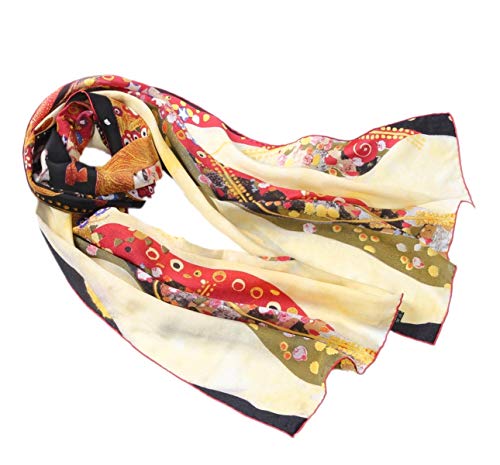 prettystern Femme 160cm D´art Tableau Peinture Imprimé Echarpe Foulard En Soie Gustav Klimt serpents D´eau Ii P753