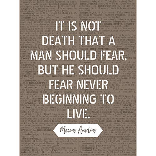 Artery8 Dictionary Inspiring Quote Marcus Aurelius Death Beginning to Live Extra Large XL Wall Art Poster Print