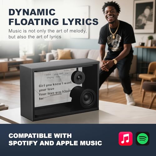 Image of Transparent Bluetooth Speaker, Dynamic Hovering Lyrics, Compatible with Spotify, Apple Music, Multiple Sound Effects, White Noise and Clock Options, Suit for House Warming Gifts, Party, Home