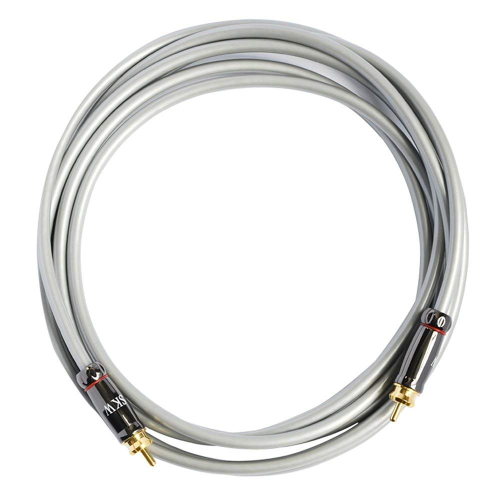 SKW RCA to RCA OFC Subwoofer Cable, Multiple Shield with Oxygen Free Copper for HiFi Systems 2M, Grey