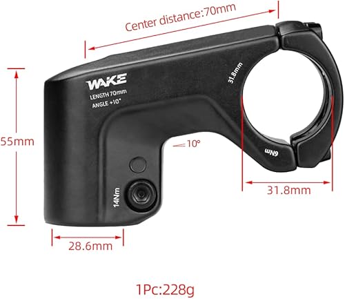 Miniatura 3 de CYSKY Bike Stem 10 Degree 31.8 70mm MTB Short Stem Mountain Bike Handlebar Stem Riser for Most Bicycle, Road Bike, MTB, BMX, Cycling