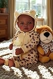 BABESIDE Adorable Lifelike Black Baby Doll - 17' Handmade Realistic African American Baby Dolls with Premium Outfit & Accessories Pretend Play Gift for Toddlers Age 3+