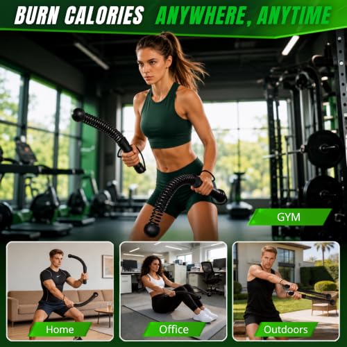 Image of Weighted Ropeless Battle Ropes 2 Pack - 2026 Edition | Cordless Portable No Anchor Battle Rope for Home Gym & Apartment | HIIT Strength & Cardio | Non-Slip Handle | Gloves & Exercise Poster