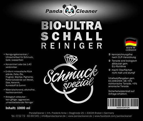 PandaCleaner Ultraschallreiniger Konzentrat - 1:100 - Effektive & Sensitive Reinigung von Schmuck Uhren Münzen im Ultraschallbad - (1000ml) – Bild 5