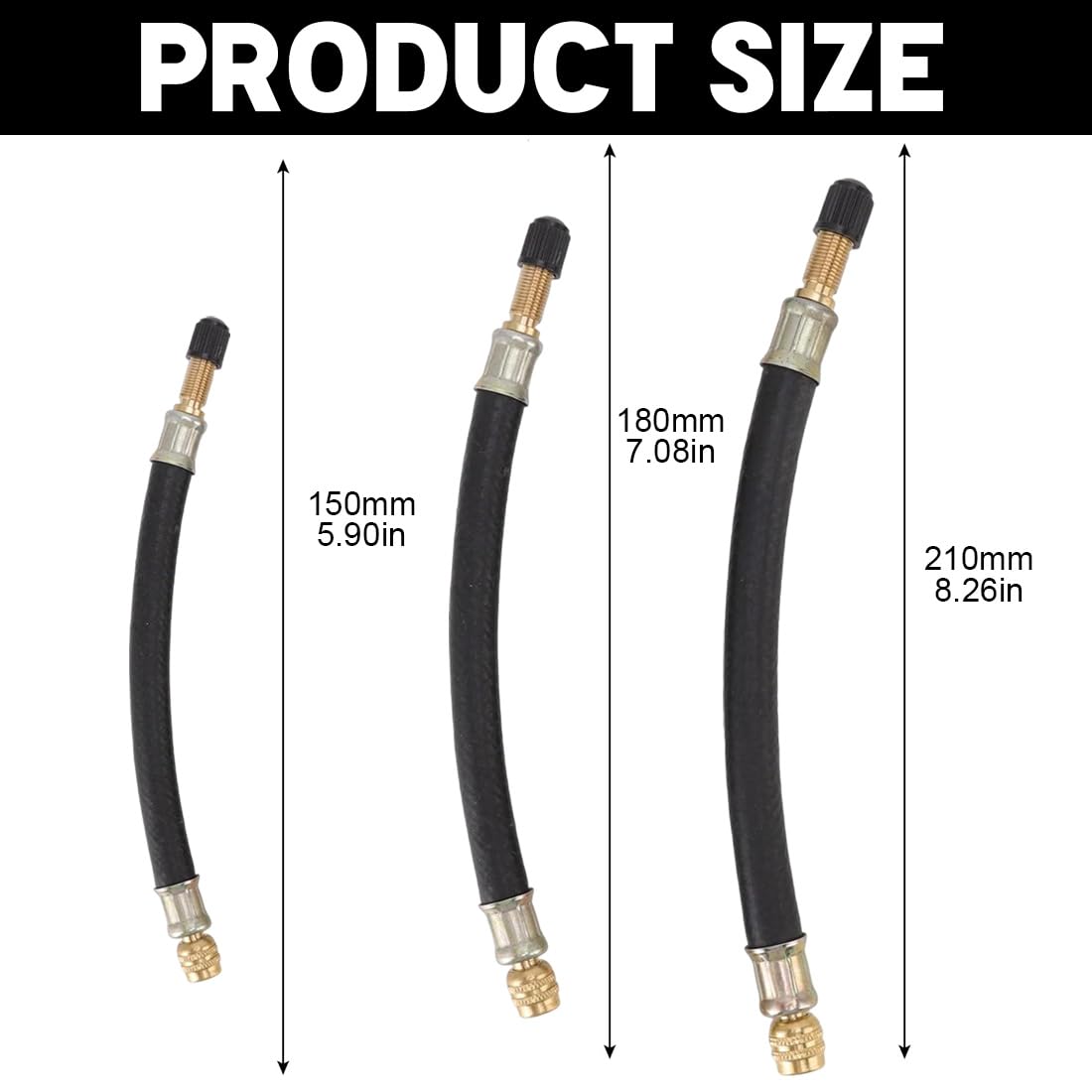 della Valvola per Pneumatici 3 Pezzi Gomma Flessibile per Auto Camion Ruota per Moto Valvola per Pneumatici Prolunga per Stelo Adattatore per Valvola per Auto Valvola per Pneumatici