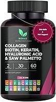 Vista 1 de Multi Collagen Hair Pills – Biotina 10,000 mcg, queratina y ácido hialurónico – Crecimiento del cabello – Piel y uñas Vitaminas y bloqueador de DHT