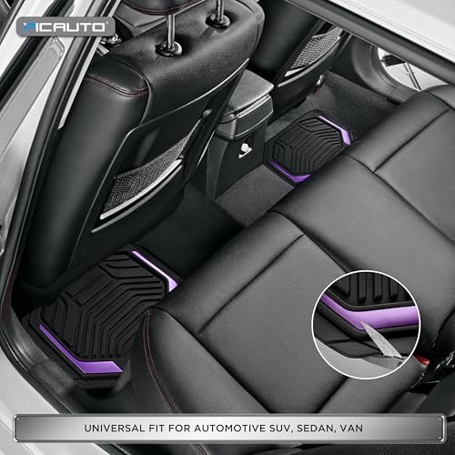 PIC AUTO Heavy Duty Rubber Floor Mats, Purple Aluminum Film Car Mats Set, Front and Rear Car Mats with Anti-Slip Backing, All Weather Protection, Trim-to-Fit for Automotive SUV, Sedan, Van - Image 5