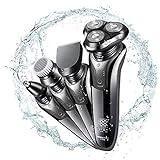 Electric Razor for Men 4 in 1 Rotary Shavers Cordless Waterproof USB Fast Charging Wet/Dry Electric Shaver Includes Hair Clippers and Nose Hair trimmer