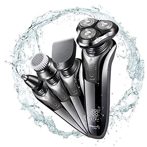 Electric Razor for Men 4 in 1 Rotary Shavers Cordless Waterproof USB Fast Charging Wet/Dry Electric Shaver Includes Hair Clippers and Nose Hair trimmer