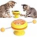 Juguete para gatos, juguete para gatos interactivo con ventosa, bola con giro de 360°, menta gata giratoria para gatos, color amarillo