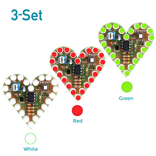 WHDTS 3-Set Heart Shape LED Flashing Light DIY Kit with PCB DC 4-6V