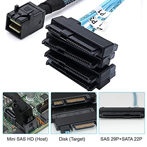 Cable Raid interno Mini SAS SFF-8643 Host a SFF-8482 de 29 pines para configuracion de servidores 4