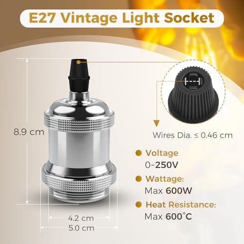 Portalámpara E27 cerámico resistente a 600℃ para iluminación decorativa retro 3