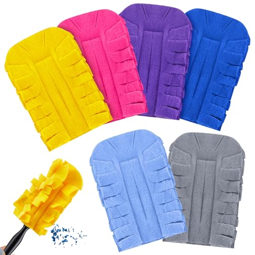 Image of Zubebe 12 Pcs Reusable Duster Refills Fleece,Bright Color | Soft Polyester Fiber Flat Duster Refill Multi Surface Washable Cleaning Pad Tools for Home, Blinds, Car, Pet, Furniture, Fans