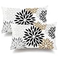 DFXSZ Black Brown Pillow Covers 12x20 Inch Set of 2 White Gray Flower Throw Pillows Farmhouse Outdoor Modern Floral Linen Square Cushion Case Decor for Living Room Sofa Patio Funiture Garden 002B