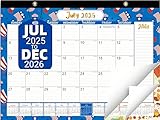 Desk Calendar 2025-2026 - Large 18-Month Desk/Wall Calendar, Jul 2025 - Dec 2026, 17' x 11.5', Thick Paper, Clear Plastic Cover, Large Ruled Blocks Monthly Calendar for Easy Organizing