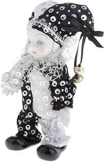 Tachiuwa 6.3-inch Porcelain Clown Doll Sweet Figures Model Festival Gift Shelf Display Decoration Black and White